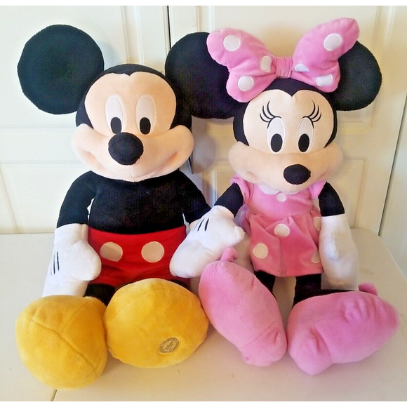 Disney Mickey And Minnie Mouse Approximately 27" Tall Large Size Plush Stuffies - Picture 1 of 16